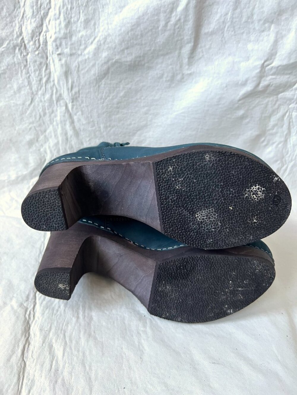 Sanita boots clog booties blue leather platform block heel wood 40 9.5 10 Viva - Picture 8 of 14